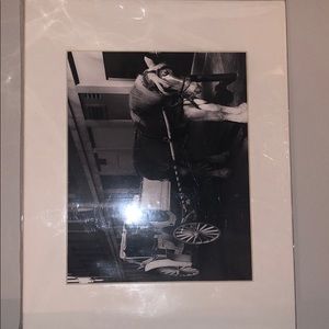 Vintage black and white horse and buggie